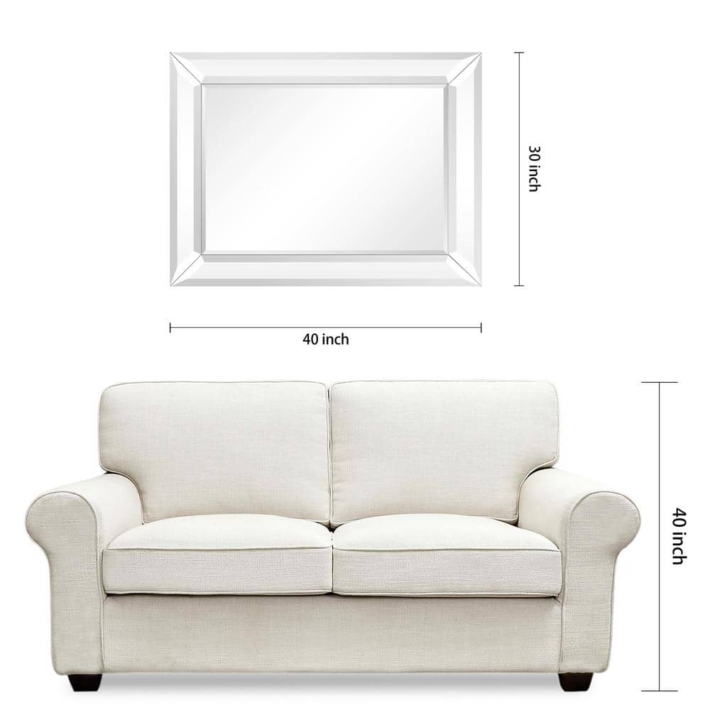 Rectangular Beveled Diamond Silver Framed Wall Mirror 40" x 30"