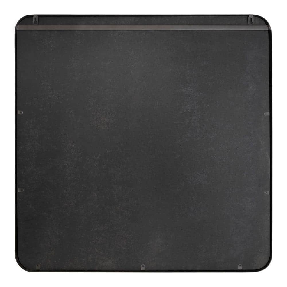 Armenta Industrial Square Dark Charcoal Gray Metal Framed Vanity Mirror 28"x28"