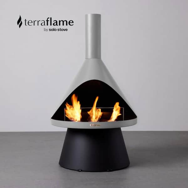 Lloyd 43.5 in electroplated steel Mid-Century Modern Indoor/Outdoor Gel Fuel Fireplace - with 6pk Pure Fuel