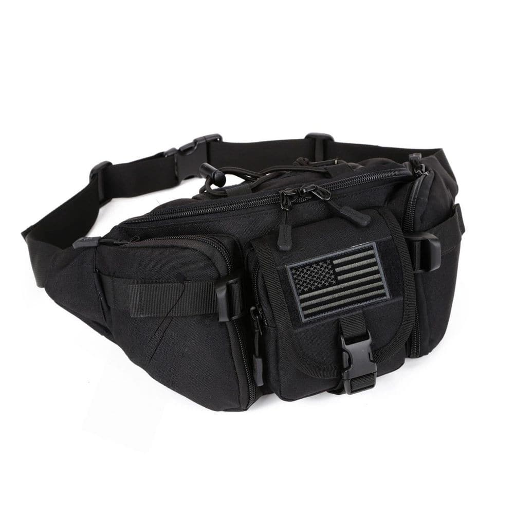 7.8 in. Black Fanny Pack with Removable Patch Adjustable Hip Belt for Hiking Fishing Travel Outdoor Sports price history on PriceWatchPro