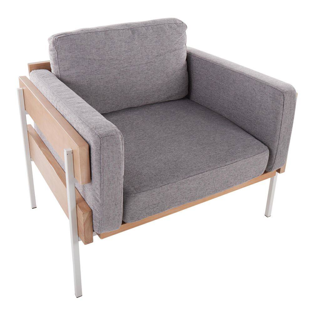 Luxe Gray Faux Leather and Metal Square Arm Accent Chair