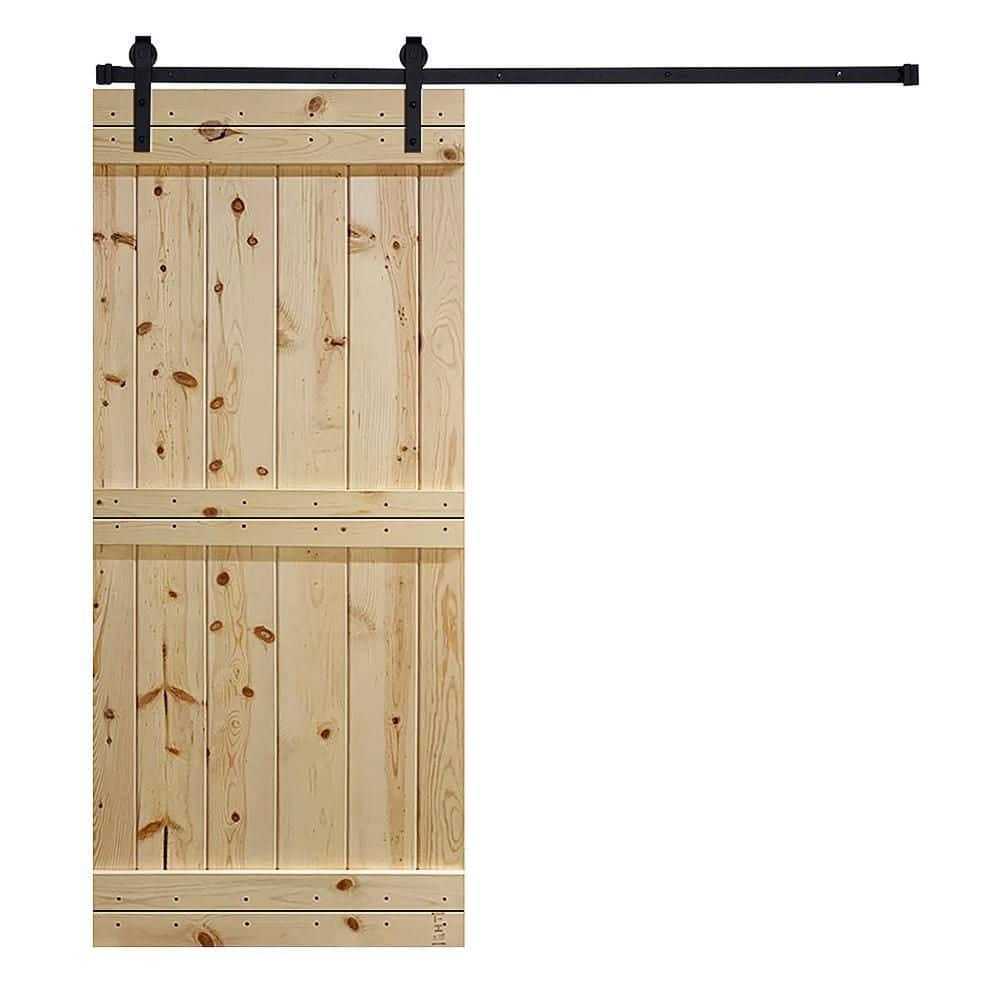 AIOPOP HOME Mid Bar Series 24 In X 84 In Unfinished Knotty Pine Wood   Unfinished Aiopop Home Barn Doors Mbarg24u 64 1000 