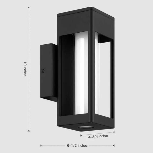 Lightania 10 In. Black Rectangular LED Hardwired Outdoor Wall