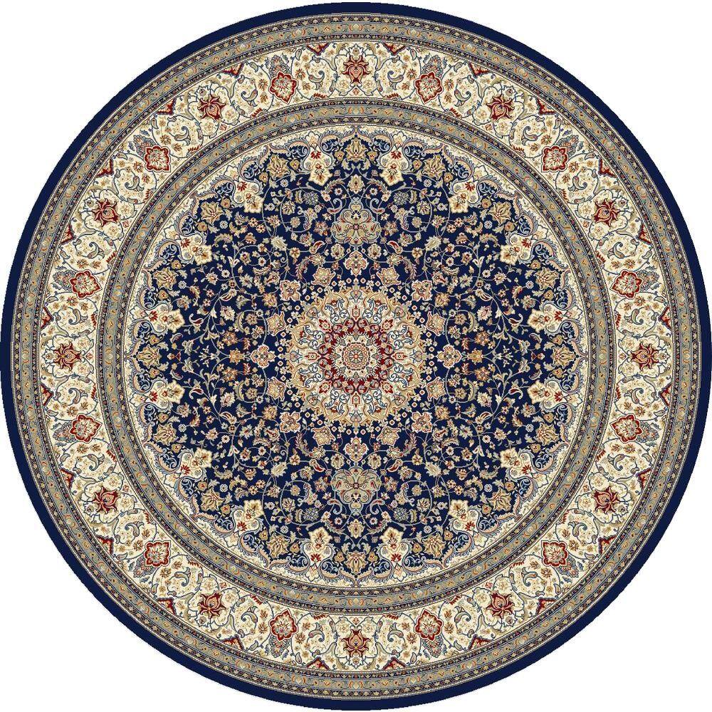 Nicholson Blue/Ivory 5 ft. x 5 ft. Round Indoor Area Rug