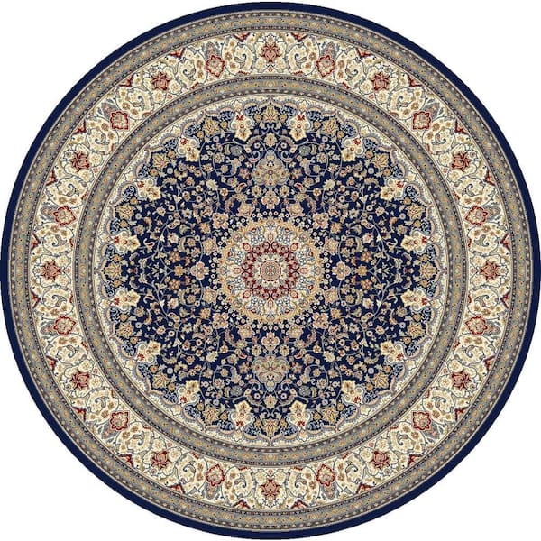 Unbranded Nicholson Blue/Ivory 8 ft. x 8 ft. Round Indoor Area Rug