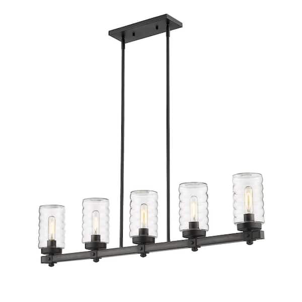 Tahoe 5-Light Ashen Barnboard Outdoor Pendant with Clear Glass Shade ...