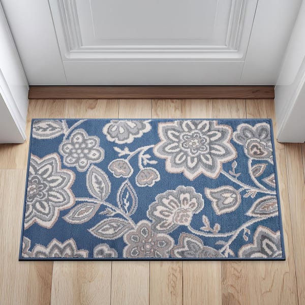Madison Floral Navy 2 ft. x 3 ft. Indoor Area Rug