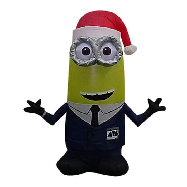 Unbranded 3.5 ft. H x 2.43 ft. W Airblown Kevin in Black Suit with Santa Hat Christmas Inflatable with LED Light