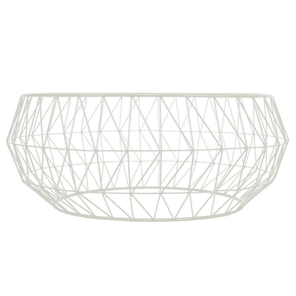White Round Glass Top Coffee Table with Metal Base