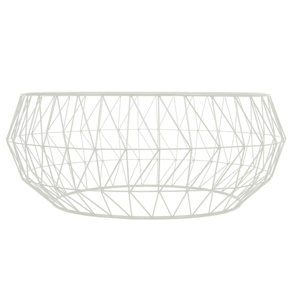 White Round Glass Top Coffee Table with Metal Base