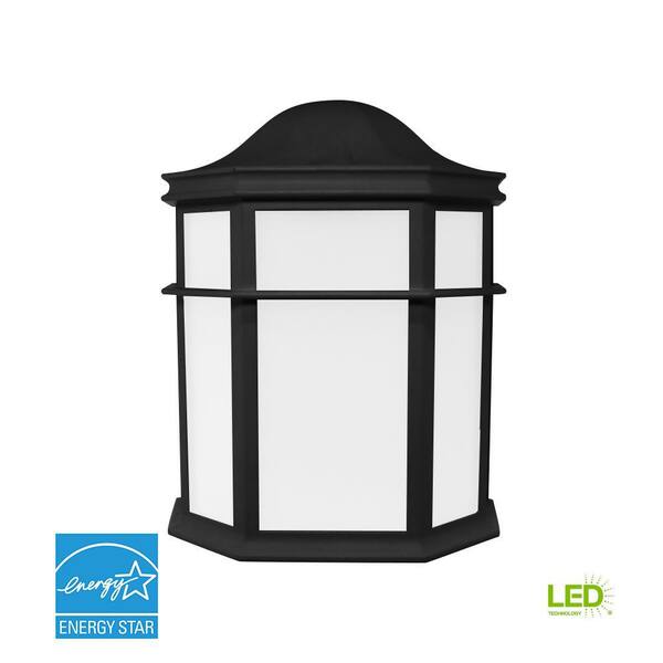 Unbranded Decorative 1-Light Black Outdoor Integrated LED Wall Lantern Sconce