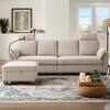 STICKON 102.36 in. Wide Beige Pillow Top Arm Fabric 4-Seater L Shaped Reversible Sectional Sofa with Storage Ottoman HYM-HD04280451