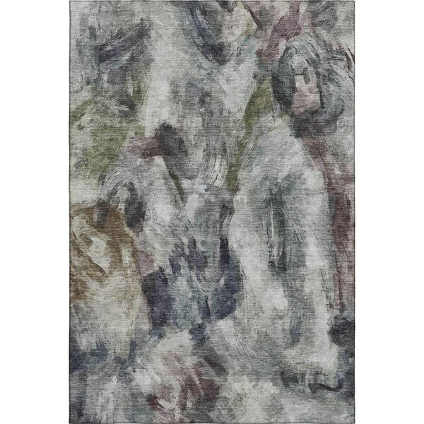 Mayfield Premium Machine Washable Abstract AMF2204 Gray 10 ft. x 14 ft. Area Rug