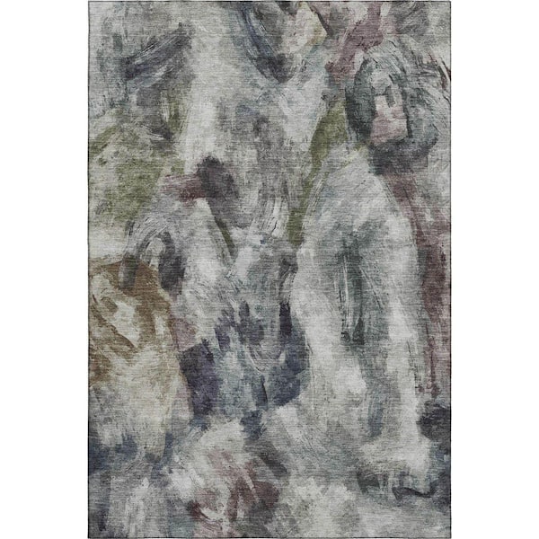 Mayfield Premium Machine Washable Abstract AMF2204 Gray 5 ft. x 7 ft. 6 in. Area Rug