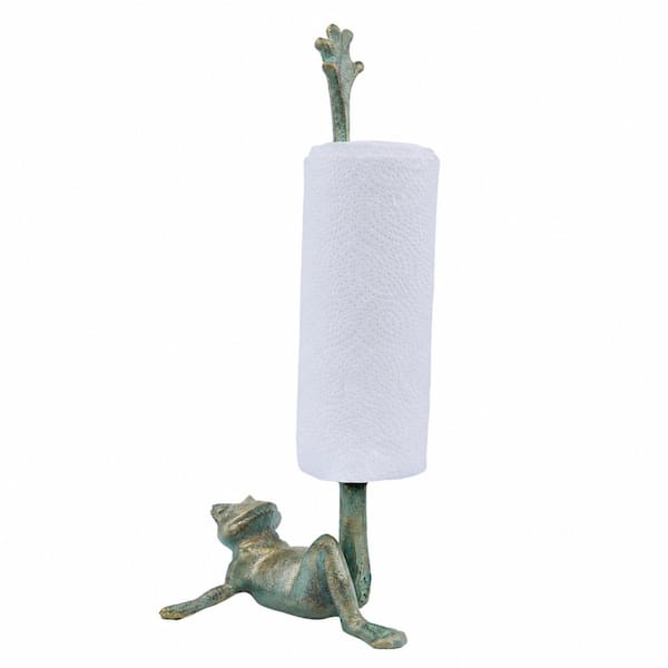 16.5 in. H Cast Iron Frog Free Standing Paper Towel Holder, Whimsical Decorative Toilet Paper Stand