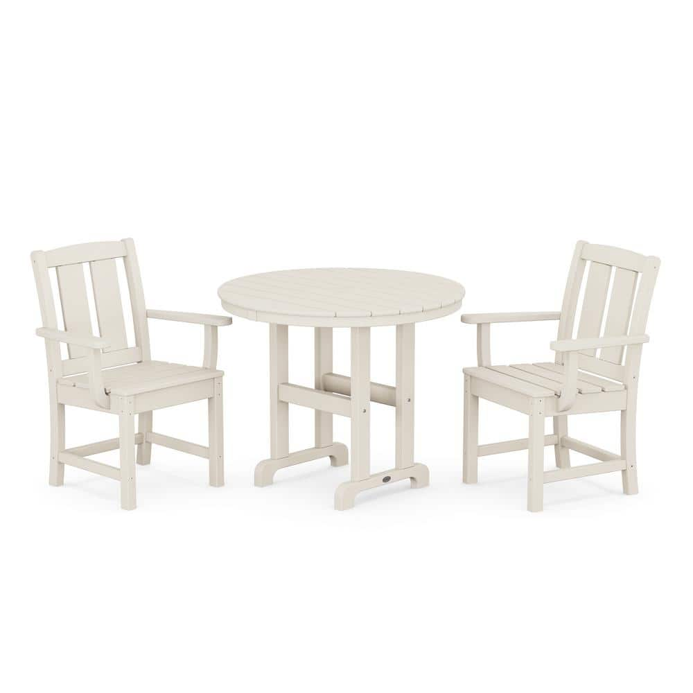 Mission 3-Piece Farmhouse Plastic Outdoor Bistro Set in Sand -  POLYWOOD, PWS2063-1-SA