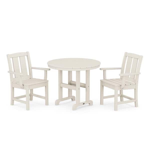 POLYWOOD Mission 3-Piece Farmhouse Plastic Outdoor Bistro Set in Sand