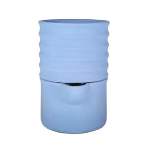 6 in. Dia x 9 in. H Ribbed Cylinder Composite Self Watering Pot in Blue