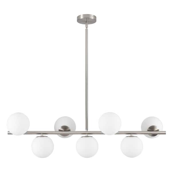 7-Light Nickel Globe Sputnik Chandelier Modern Kitchen Pendant Light