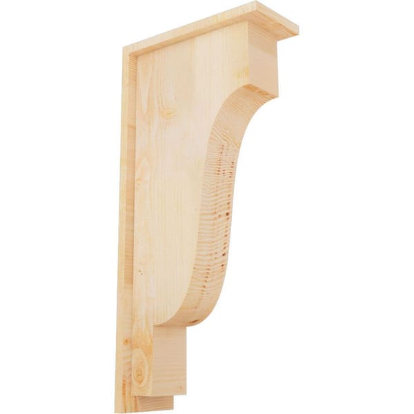 Ekena Millwork 6 in. x 14 in. x 22 in. Douglas Fir Newport Rough Sawn Corbel with Backplate