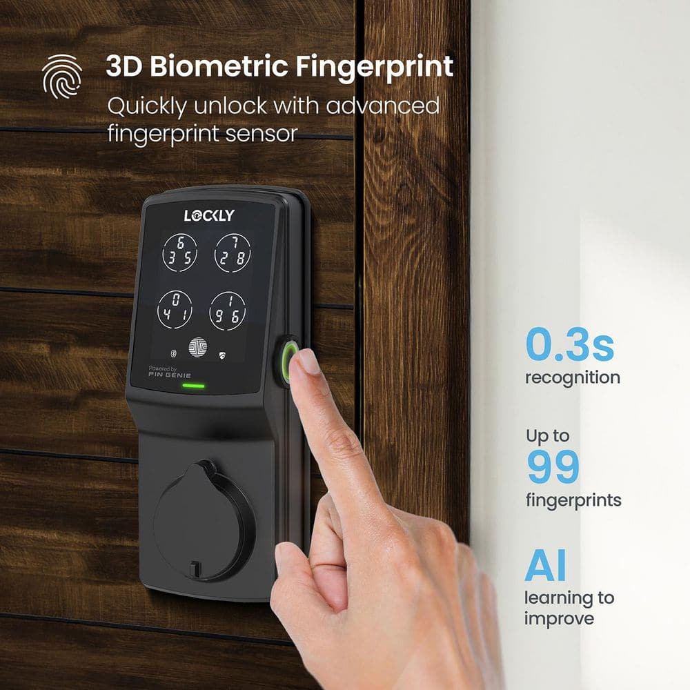 Matte Black Smart Deadbolt with Fingerprint and Keypad