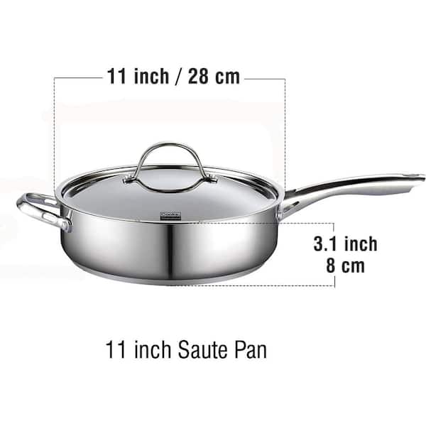 Nonstick Deep Frying Pan Skillet, 11-inch Saute Pan with Lid, Stay-cool  Handle