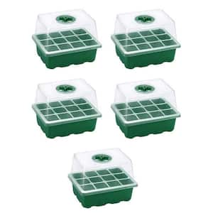 5.5 in. Clear Plastic Seed Starter Tray Kits with Adjustable Humidity Domes and Clear Cell Tray (5-Pack)