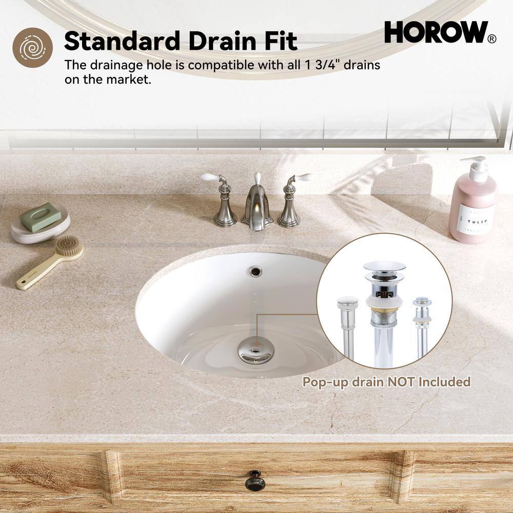 White Ceramic Oval Undermount Bathroom Sink with Overflow