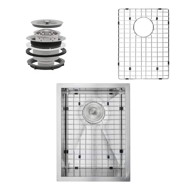 AKDY Handcrafted All-in-One Undermount Stainless Steel 15 in. x 20 in. x 9 in. Length Single Bowl Kitchen Sink