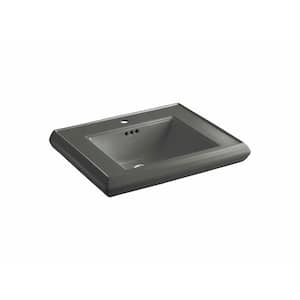 Memoirs 5-3/8 in. Ceramic Pedestal Sink Basin Sink in Thunder Grey with Overflow Drain