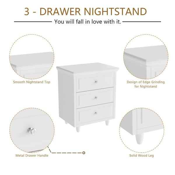 Lafever 3 drawer solid 2024 wood nightstand