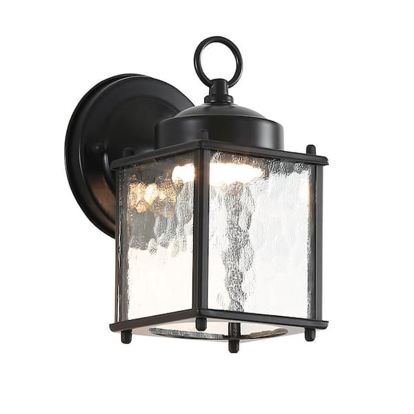 Wall Door Light Frosting Water Ripple Glass, Outdoor Garage Patio Mild Lighting Farmhouse Exterior Wall Sconce Black