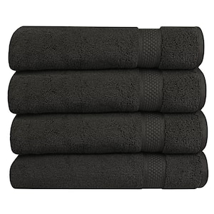 A1HC Bath Towel 500 GSM Duet Technology 100% Cotton Ring Spun Black Onyx 24 in. x 48 in. Quick Dry (Set of 4)