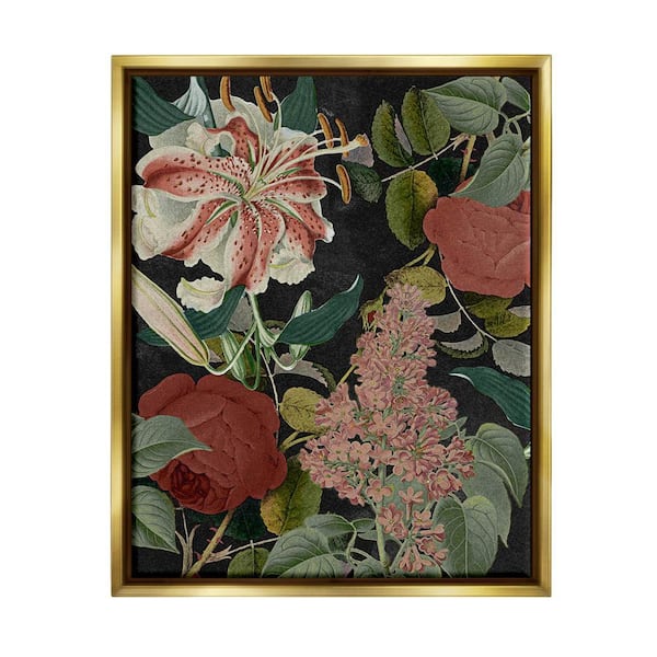 Tropical Bohemian Floral Illustration Green Red by Daphne Polselli Floater Frame Nature Wall Art Print 25 in. x 31 in.