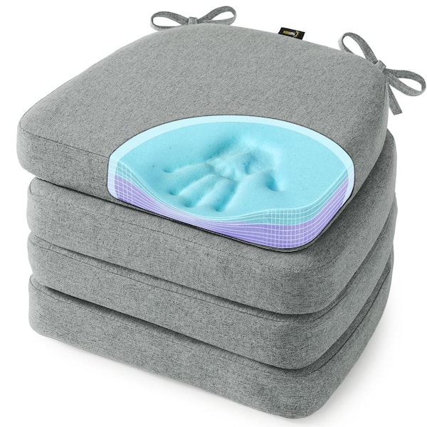 17 in. x 16 in. Chair Cushions Dual-Layer Cooling Gel Memory Foam Heather Grey Set of 4