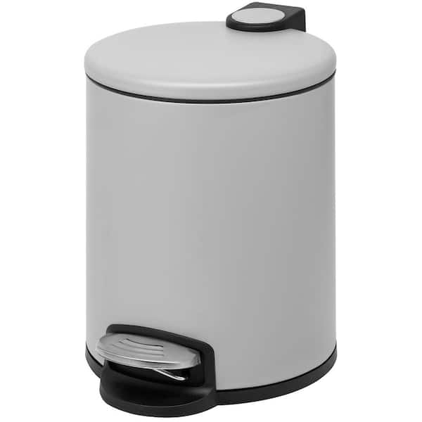 ACENTO Small Round 5 L/1.3 Gal. Pedal Trash Bin with Soft Close Lid in Matte Gray