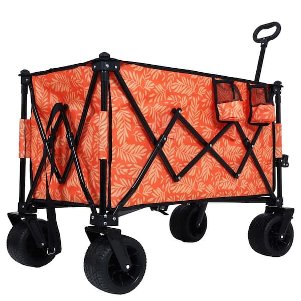 5 cu. ft. Orange Steel Garden Cart with Side Pocket