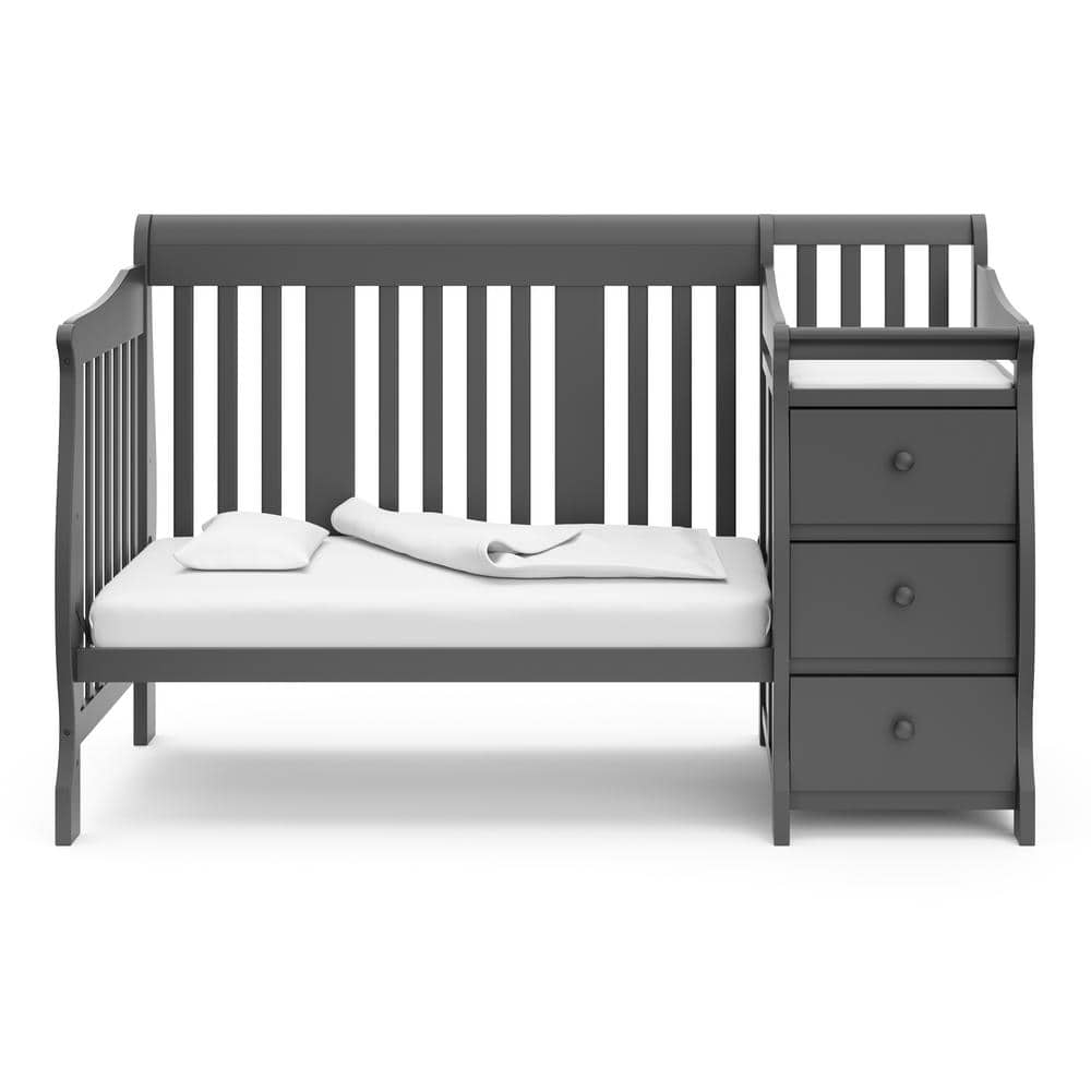 Gray 5-in-1 Convertible Crib and Changer with Storage