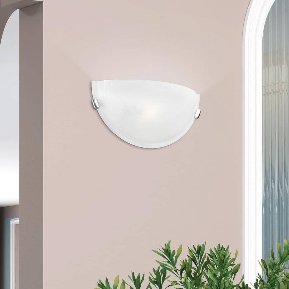12.25" Brushed Nickel and White Wall Sconce Light