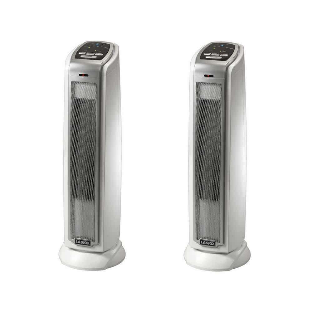 Lasko 1500-Watt Portable Electronic Thermostat Ceramic Tower Space Heater (2-Pack)