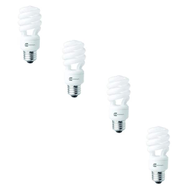 EcoSmart 60-Watt Equivalent Spiral Non-Dimmable CFL Light Bulb Soft White (4-Pack)