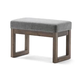 Milltown 26 in. Wide Contemporary Rectangle Footstool Ottoman Bench in Grey Linen Look Fabric