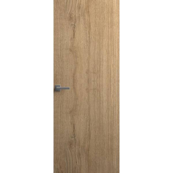 28 in. x 80 in. Unassembled Right-Hand/Outswing Wood Split Wood Color Flush Mount Hidden Door with Silver Hinge Finish