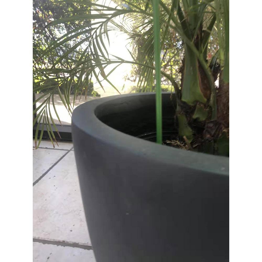Modern Charcoal Concrete Round Planters, Set of 3