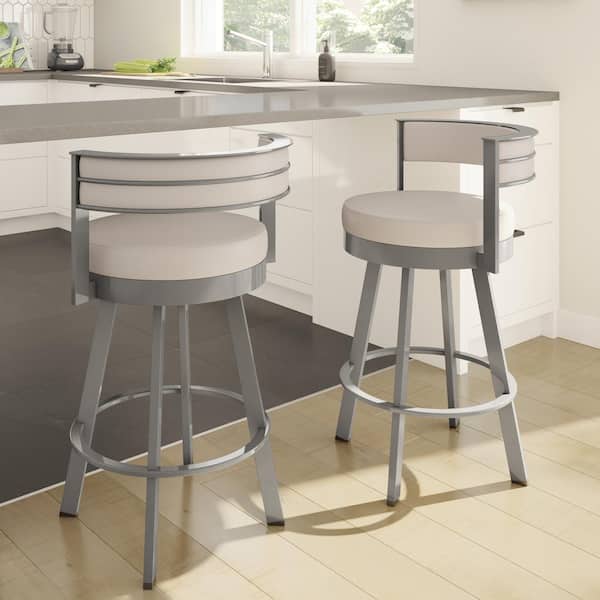Amisco Browser 26 In Cream Faux, Cream Colored Swivel Counter Stools