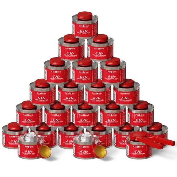 24-Pack 6-hr Cooking Fuel 7 oz. Wick Safe DEG Chafing Fuel for Chafing Dish Accessories with Lid Opener