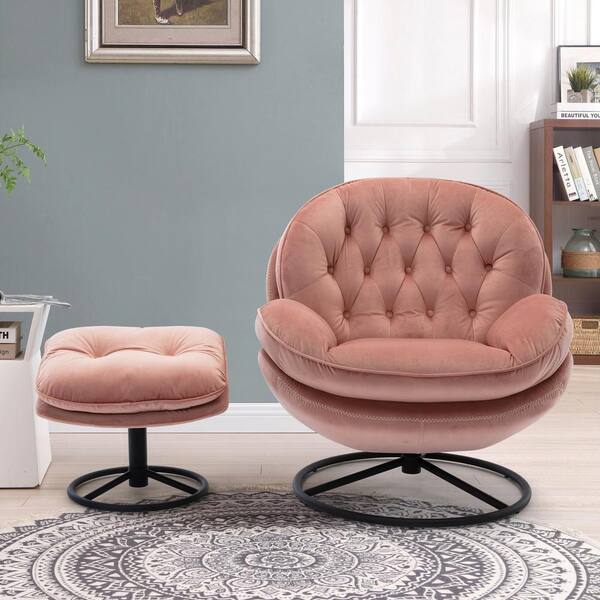 Unbranded Pink Accent Chair With Ottoman WSJW67628188