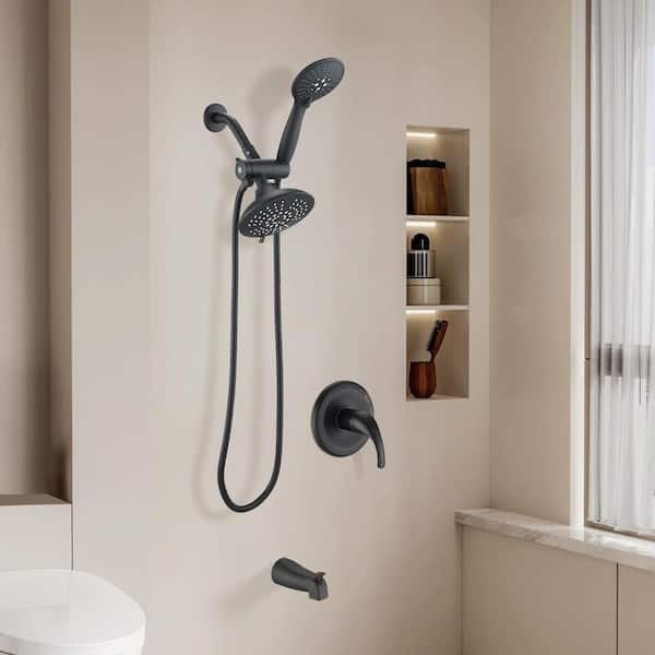Satico 6-Spray Wall Mount Handheld Shower Head 1.8 GPM in Matte Black