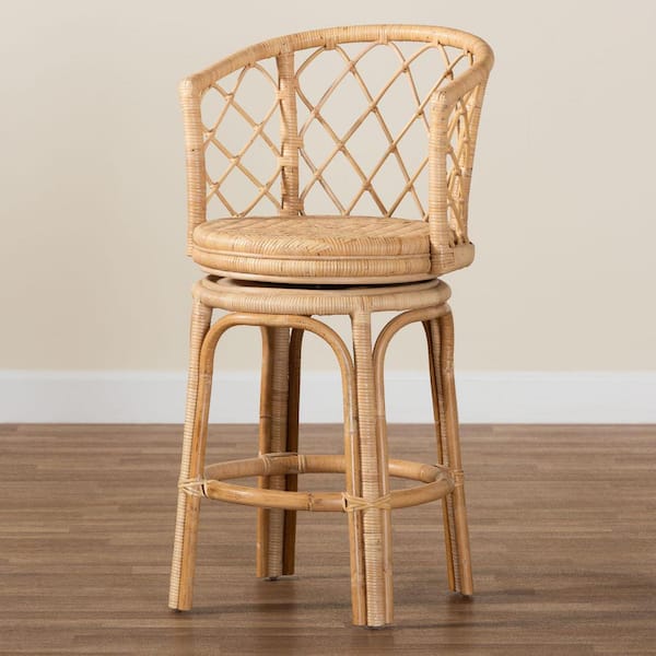 Ayu 25.2 in. Natural Rattan Counter Stool