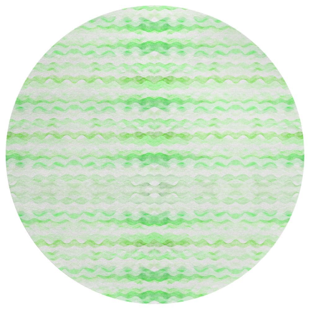Surfside 8 ft. x 8 ft. Green Geometric Indoor/Outdoor Area Rug